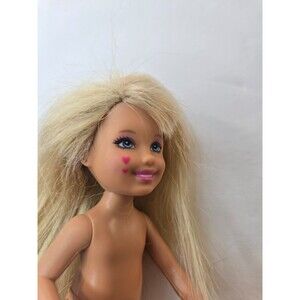 2010 Mattel Chelsea Doll Sister of Barbie Blonde Hair Nude Pink Heart On Face